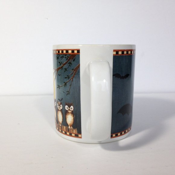 Pumpkin Hollow David Carter Brown Owls & Bats Ceramic Coffee Mug Halloween - Picture 4 of 7